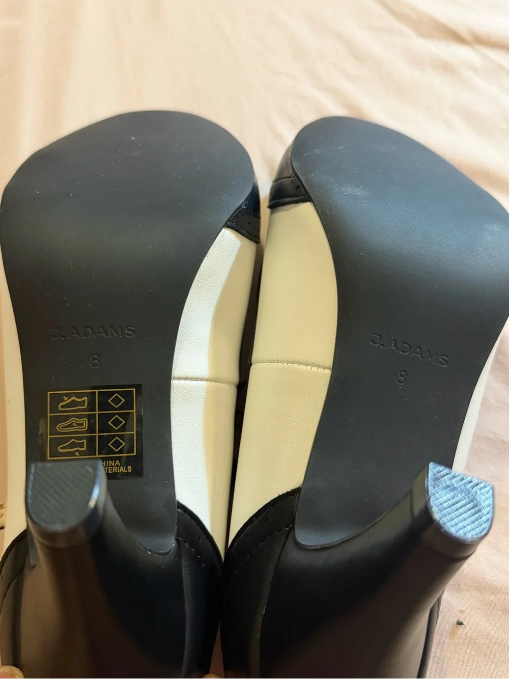 J. Adams Women's Black and White Tango T-Strap Heels